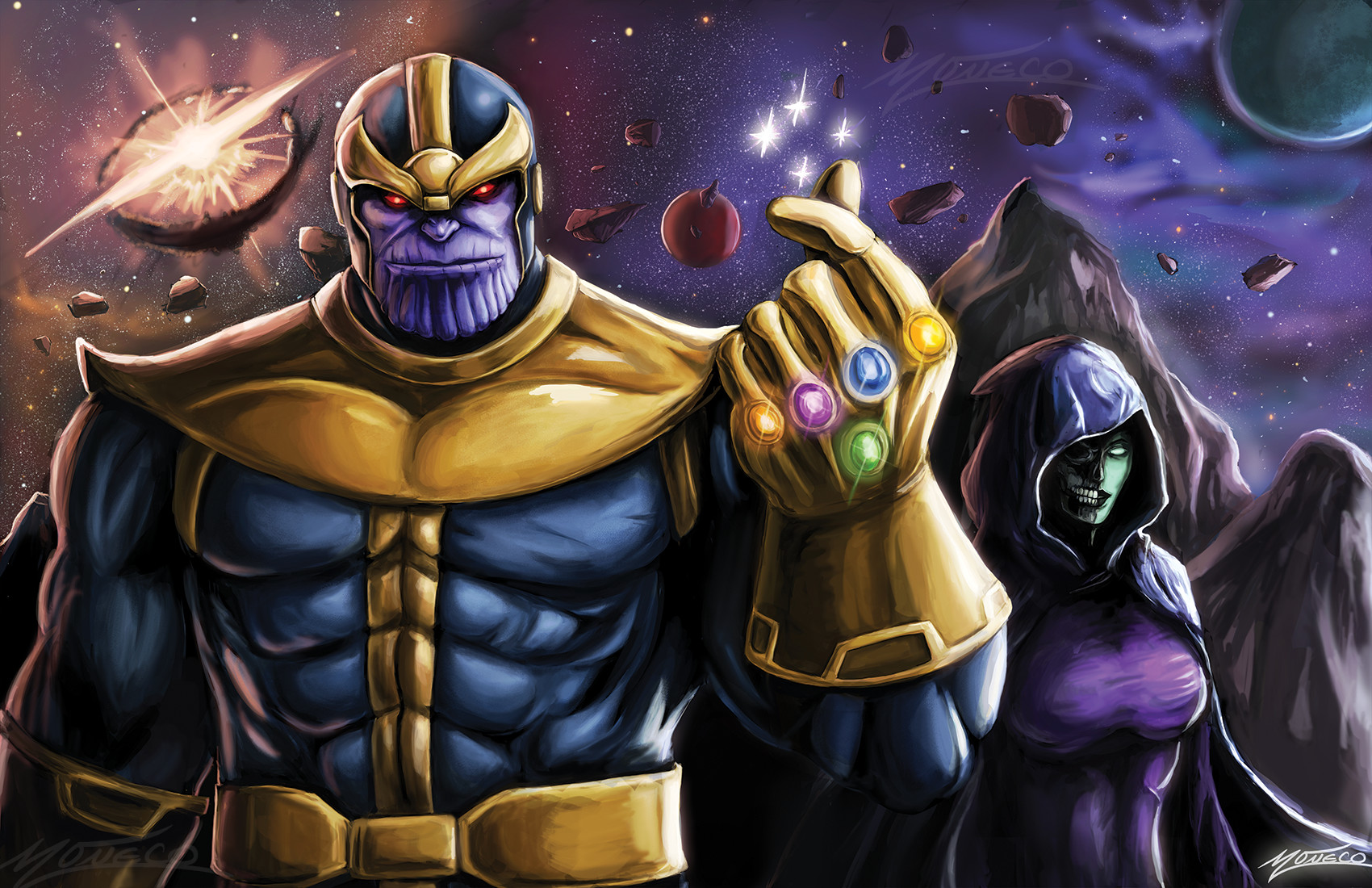 I did this based off the comic book when Thanos snapped most of the Univers...