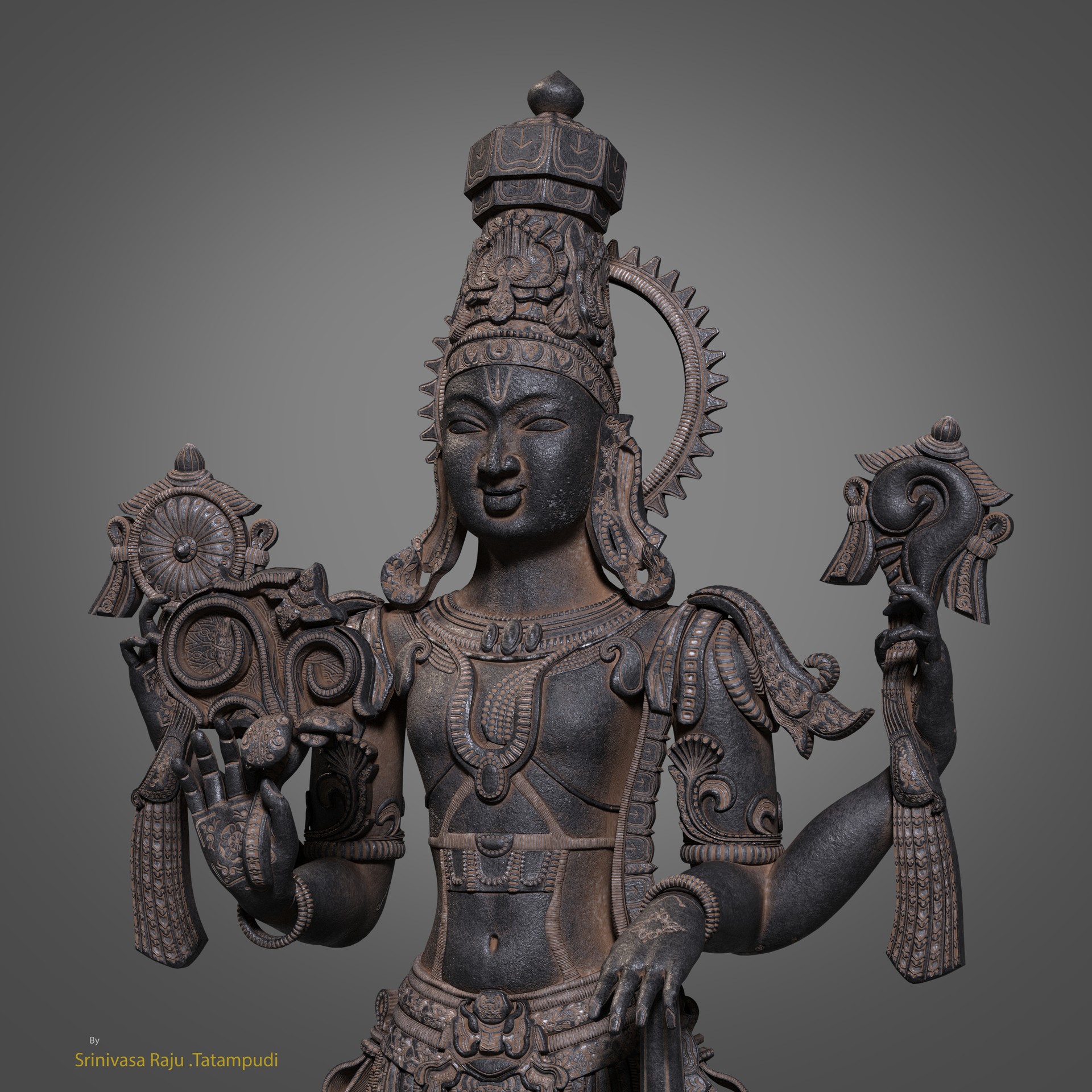 Artstation Lord Vishnu 3d Model Texture Lookdev And Render