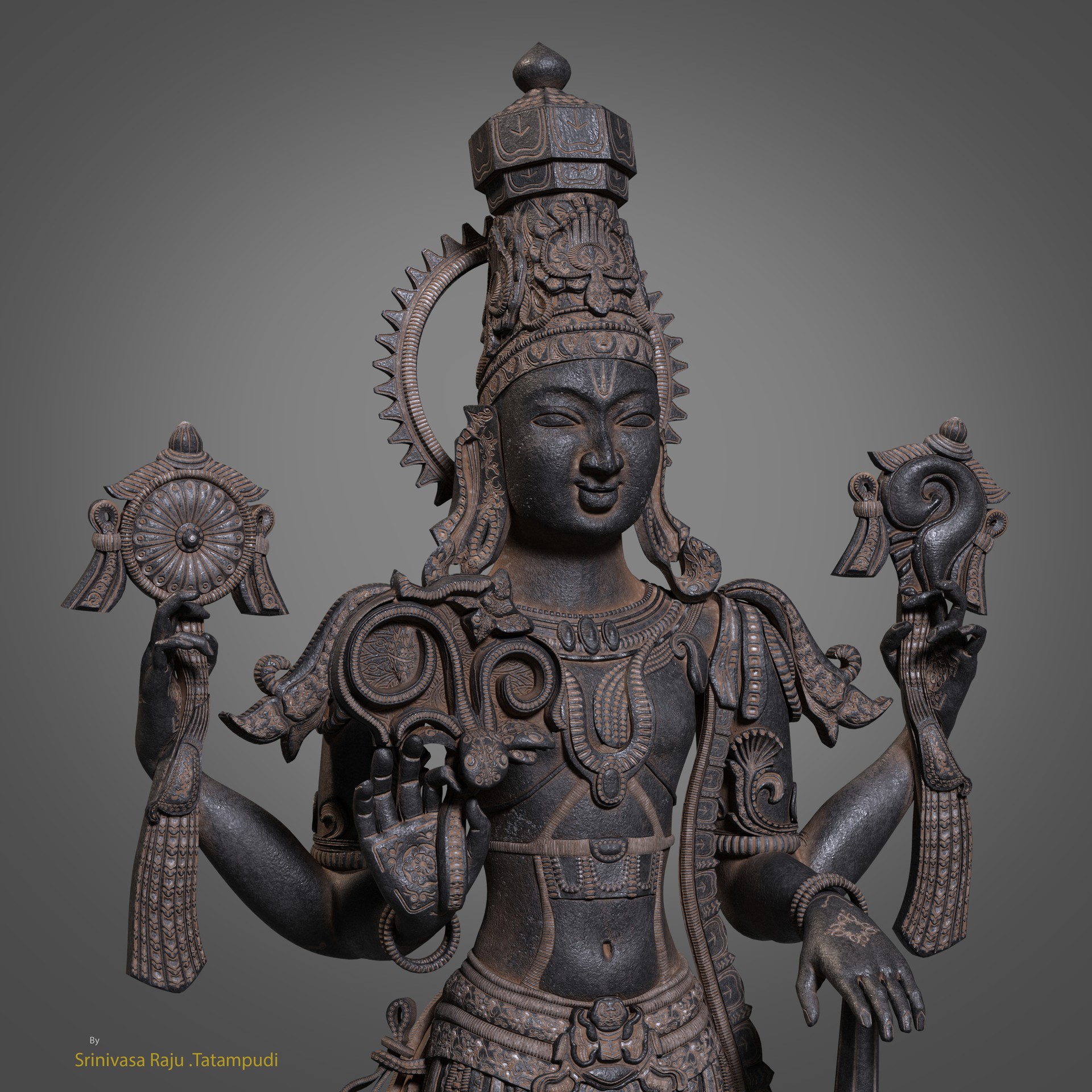 Srinivasa Raju Tatampudi Lord Vishnu 3d Model Texture Lookdev