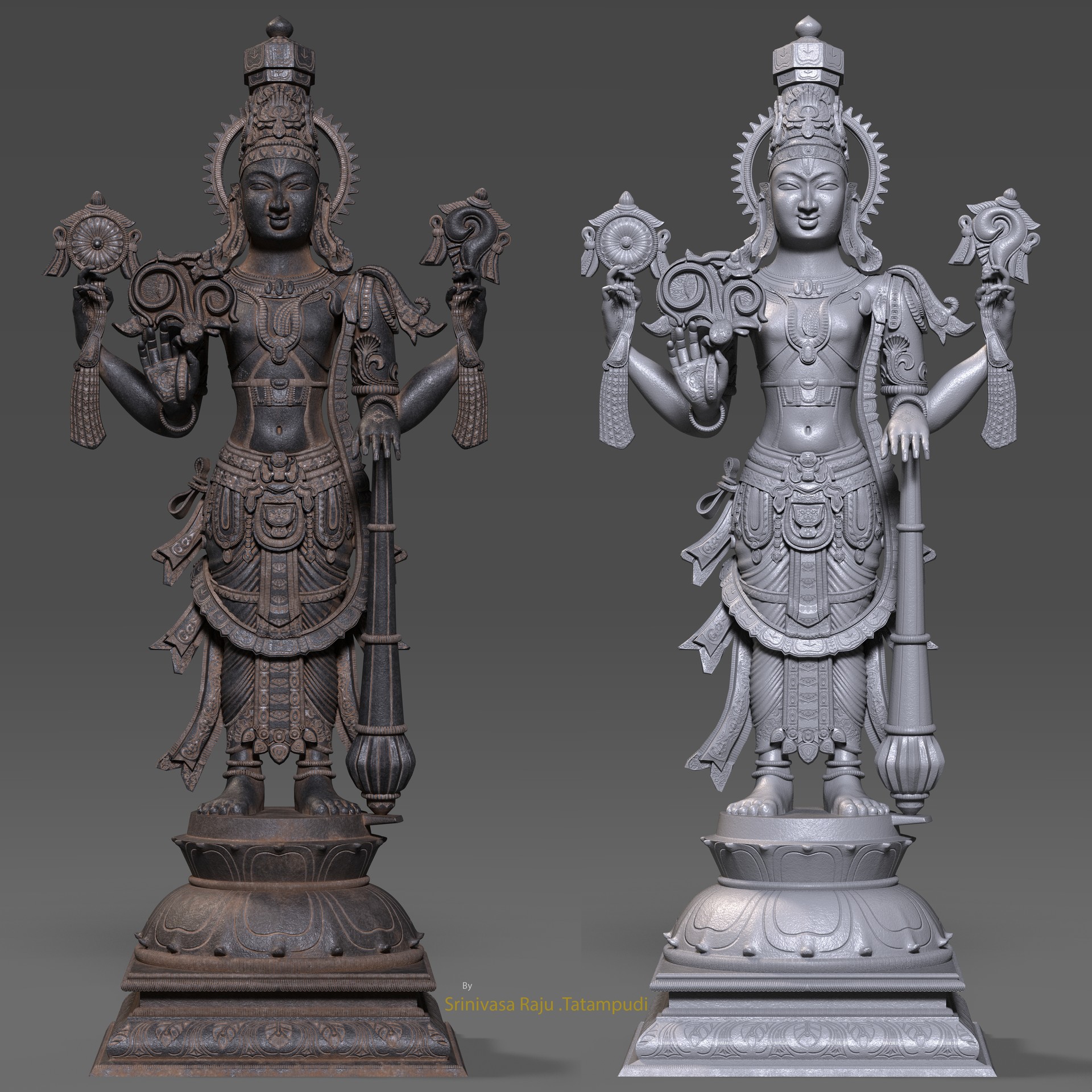 Srinivasa Raju Tatampudi Lord Vishnu 3d Model Texture Lookdev