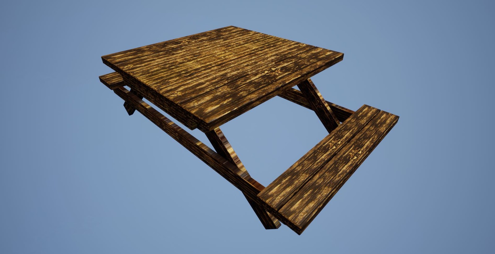 Low poly wooden bench 