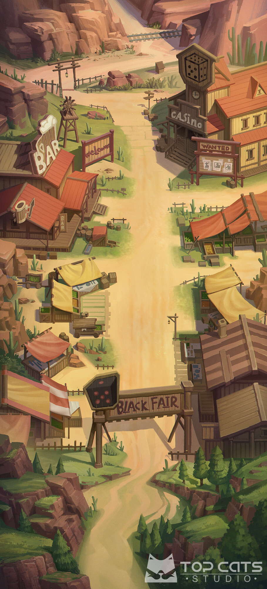 ArtStation game desert map illustration