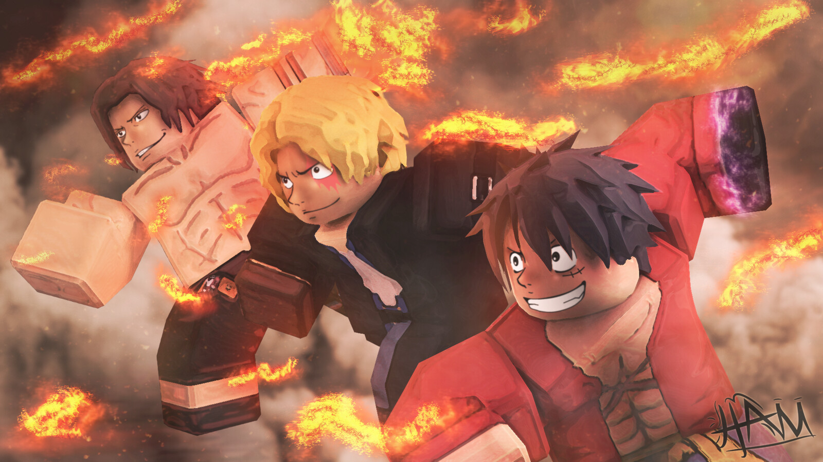Artstation Roblox One Piece Luffy Sabo And Ace Gfx Hamid Hamid - ace luffy roblox