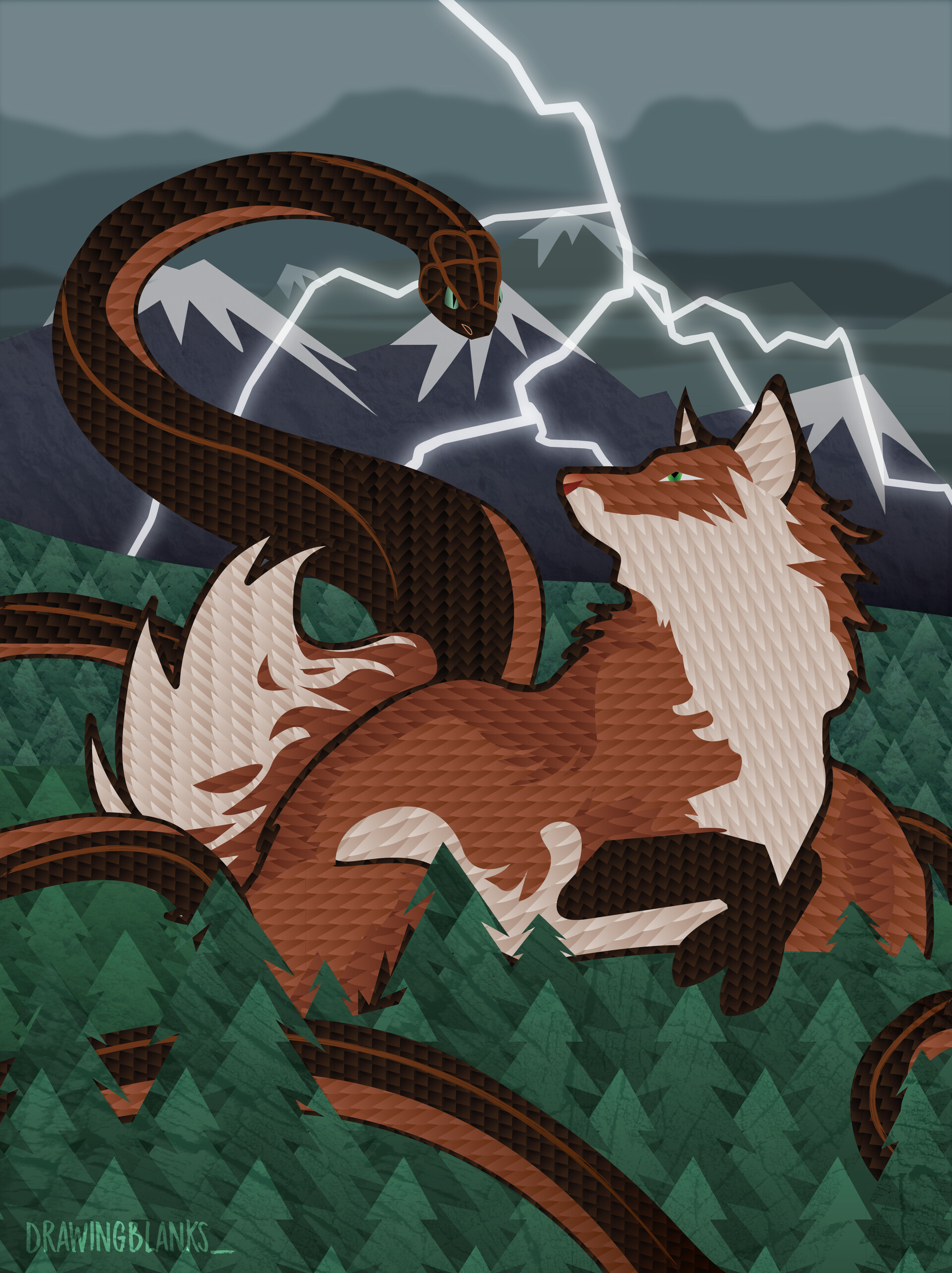ArtStation - The Fox & the Snake
