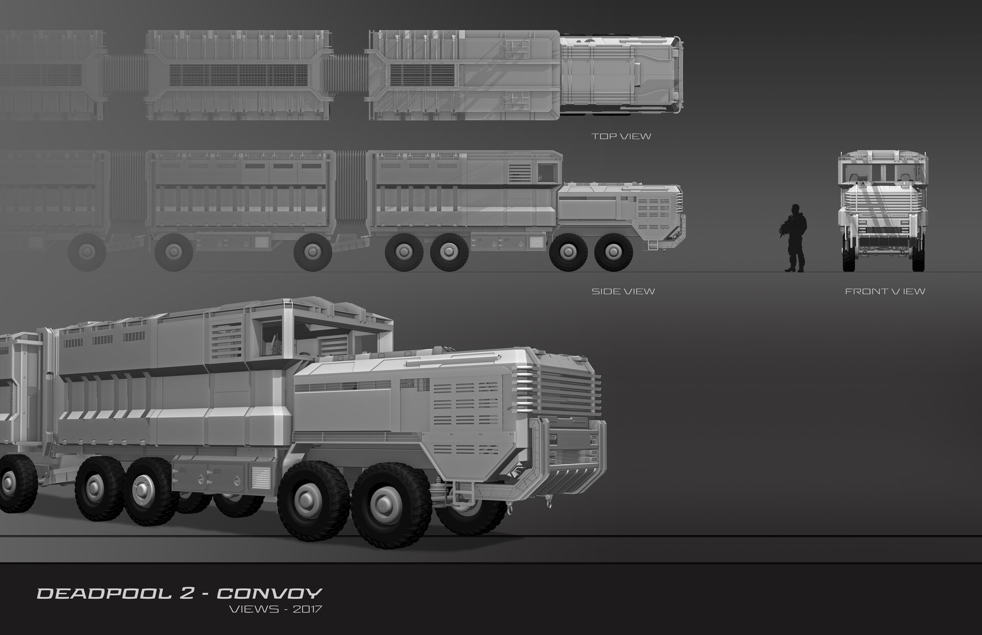 Artstation Set Design Deadpool 2 Crashed Convoy Kris Bergthorson