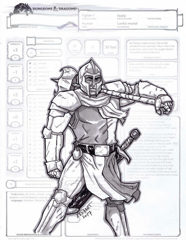 Matt Erkhart D&D Character Sheet commission
