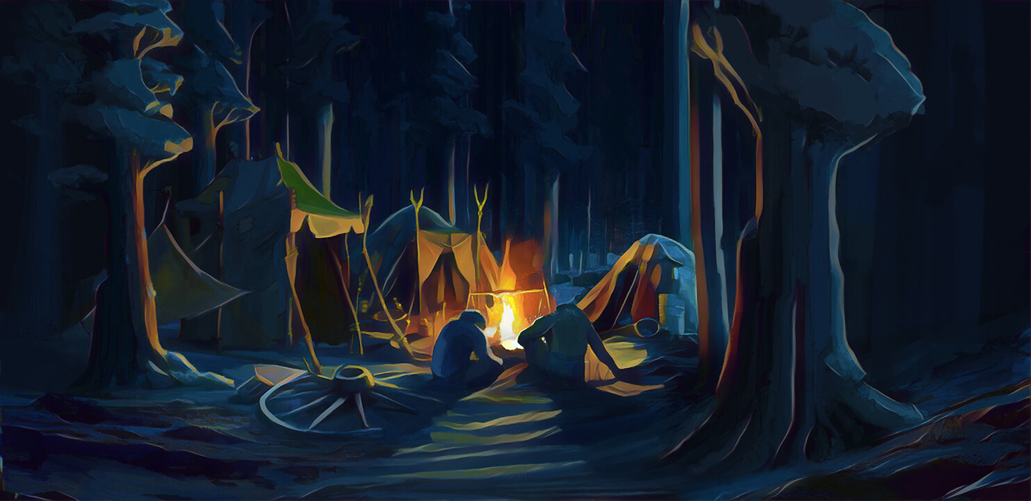 Campfire scene concept | Digital Painting in photoshop