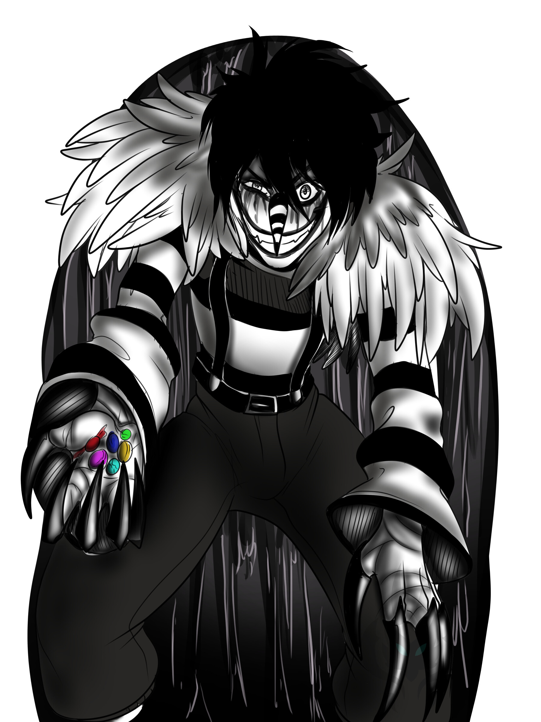 Gift art for a friend with a creepypasta character called Laughing Jack. 