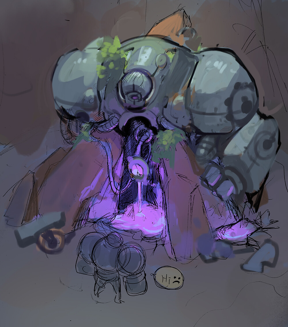 Where you'd find the mana core.  I sold the idea with a quick pencil sketch and photoshop doodle-over, then made the in-game prop myself, which is why the sketch is so dirty :)