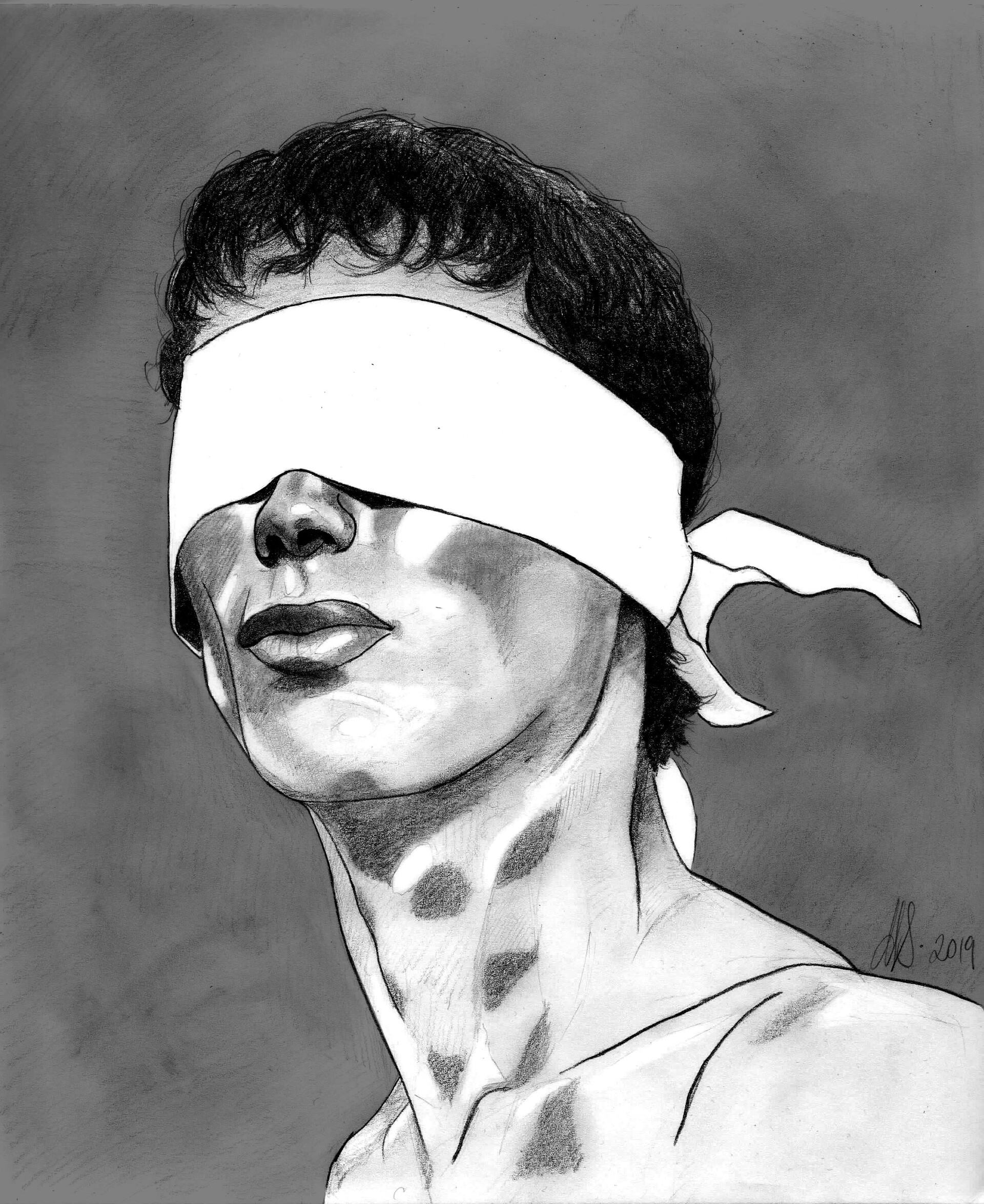 Illustration - blindfolded man  Sketches, Art drawings sketches simple,  Emotional art