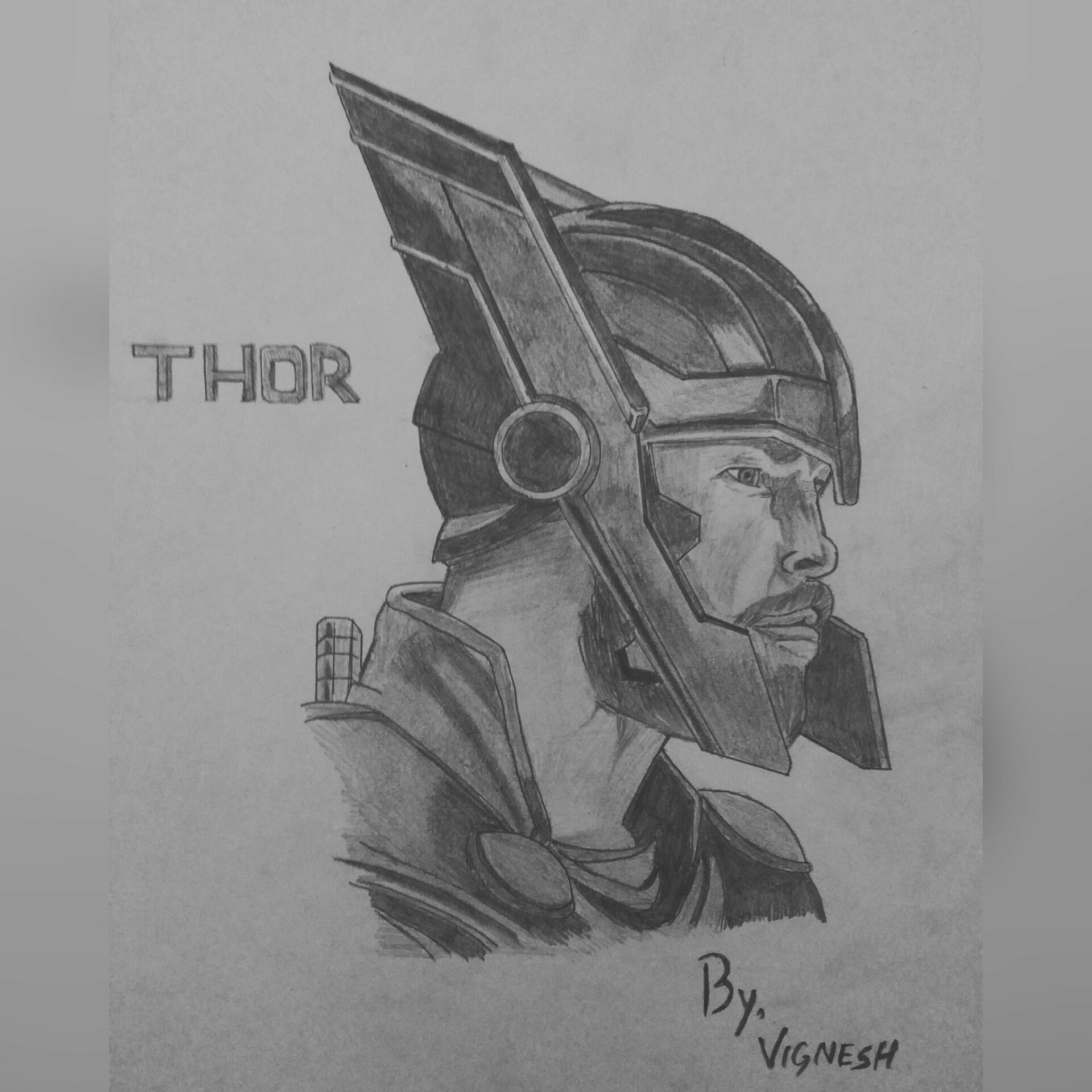 ArtStation  Thor pencil drawing