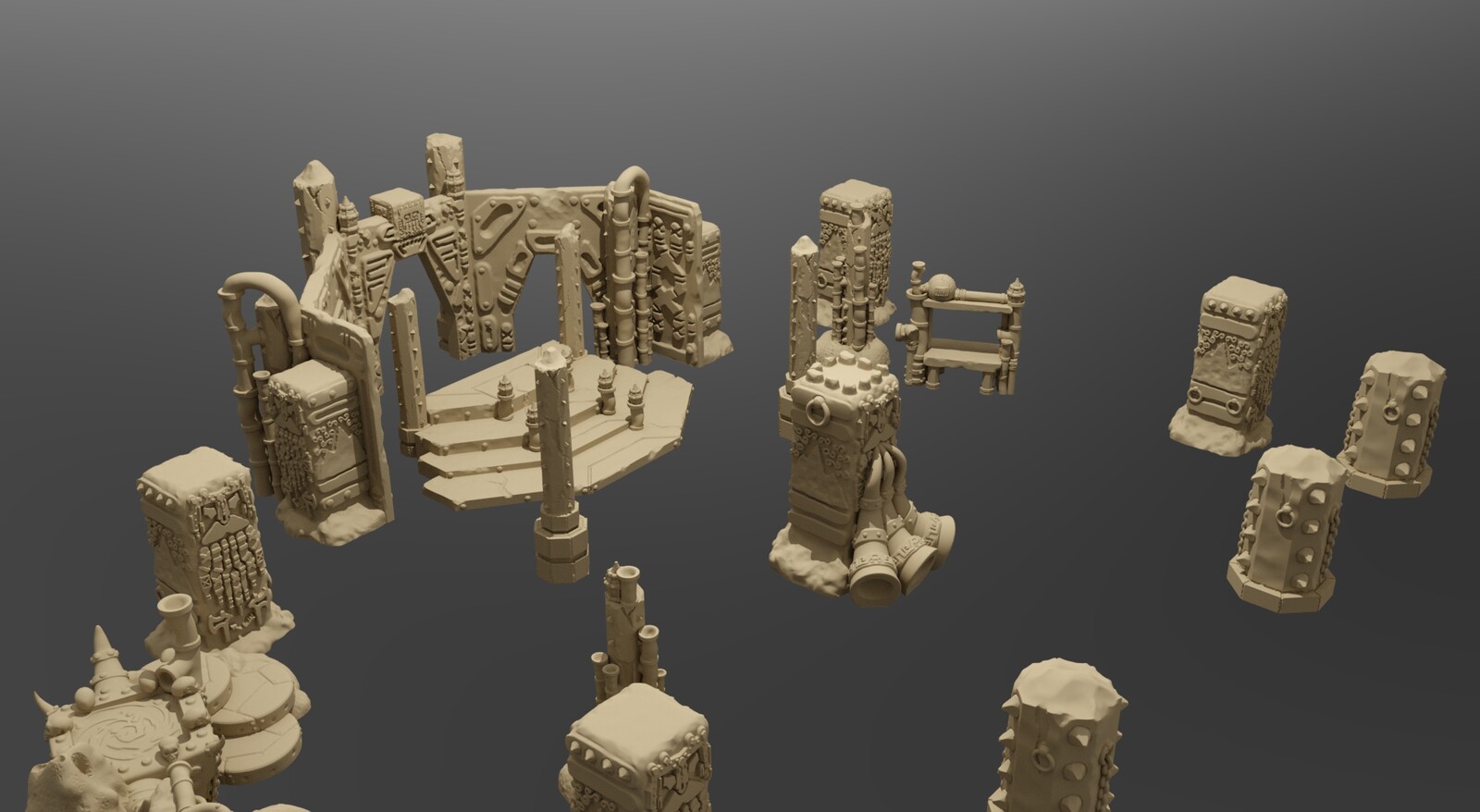 City Center, Taskmaster pillar and lava cauldrons.