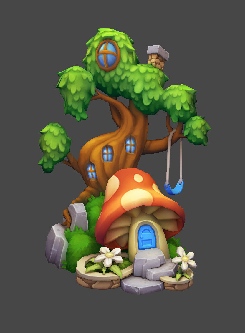 Hugo's home in zone 1. This was one of the first assets I created for the game. 