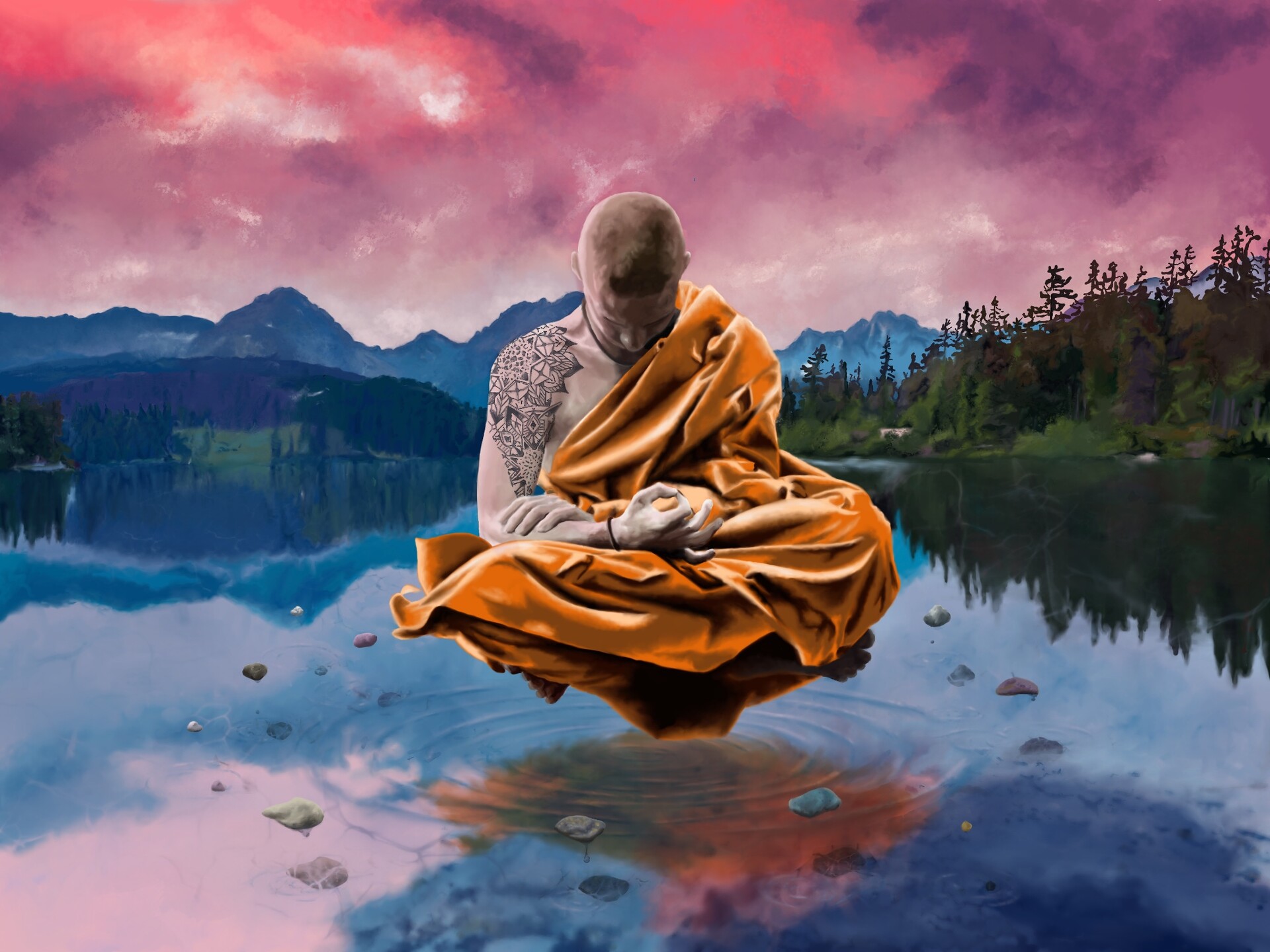 Река времени дзен. Буддистский монах Тибет арт. Тибетский монах левитирует. Тибетский монах медитирует арт. Дзенский монах.