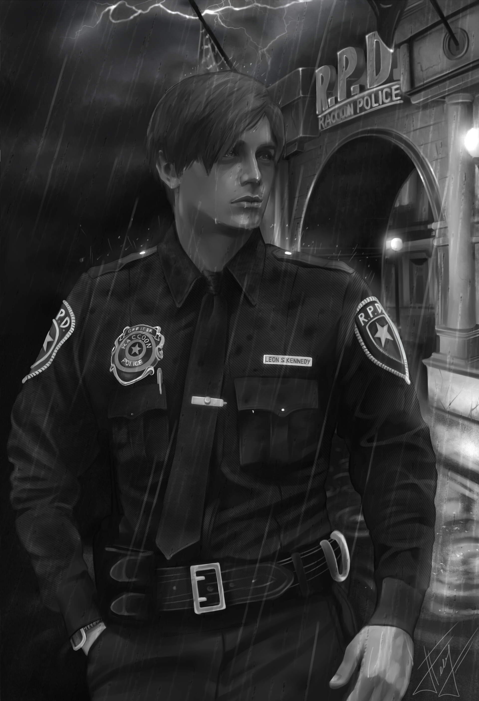 Artstation Leon Kennedy From Resident Evil 2 Remake In American Police Uniform