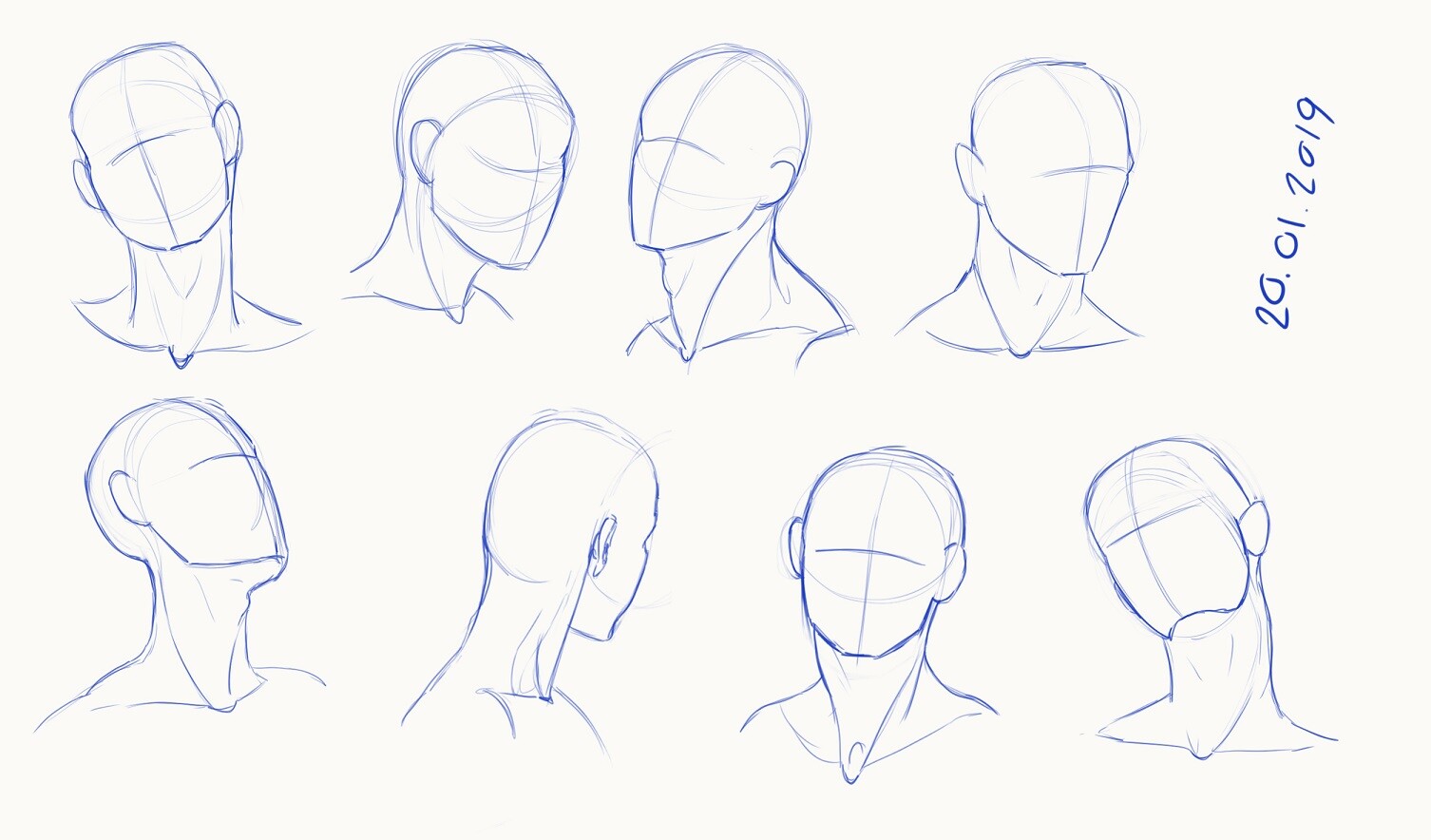 Practicing some anime face structures at different angles  rAnimeSketch