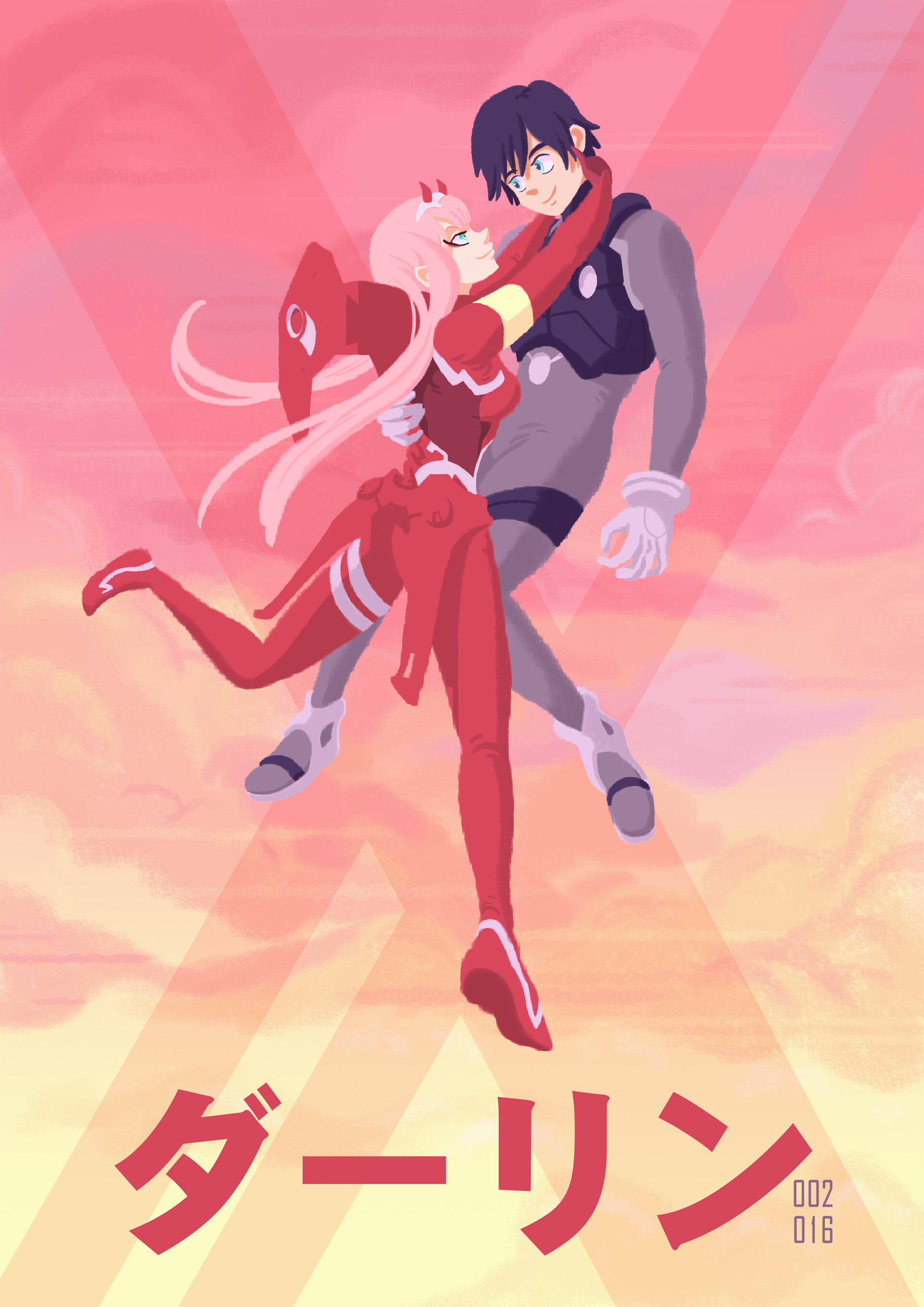 Artstation Darling In The Franxx Matteo Santos,Dual Monitor Wallpaper Anime Pink