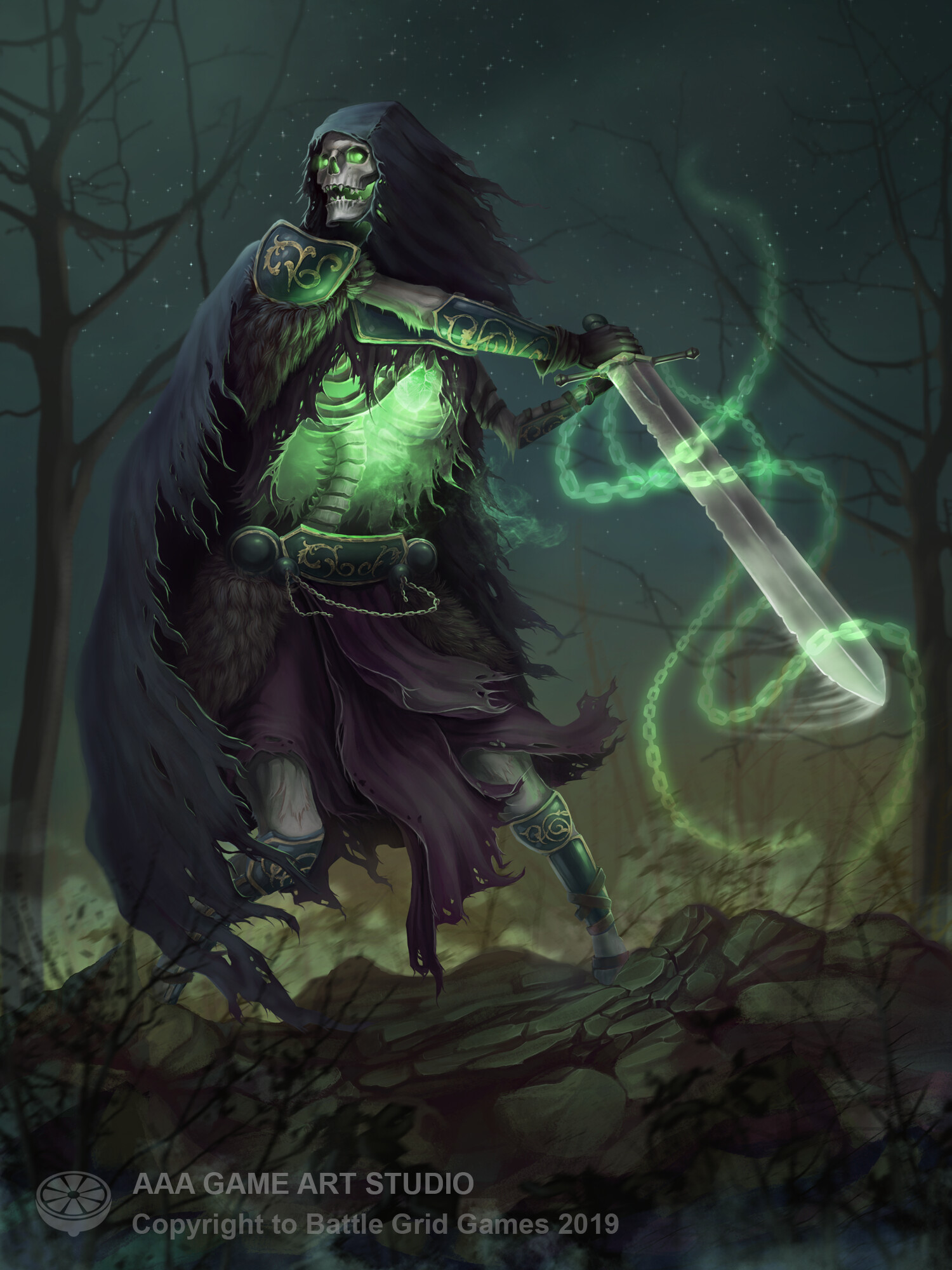 Artstation Skeleton Knight With Magic Sword Game Art Studio