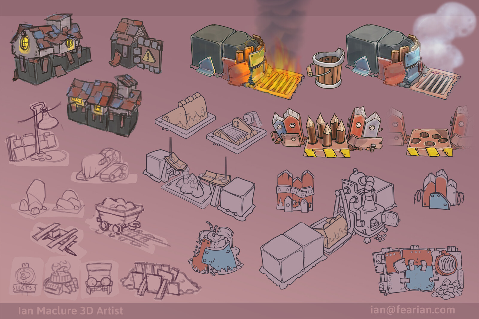 Early sketches to find what kind of props and mechanics would be used to give the levels a different feel from the rest of the game.