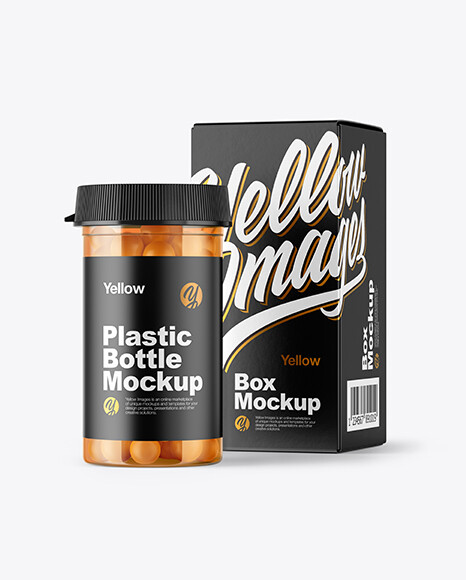 Download Free Artstation Clear Pills Bottle With Box Mockup Sergey Bandura PSD Mockup Template