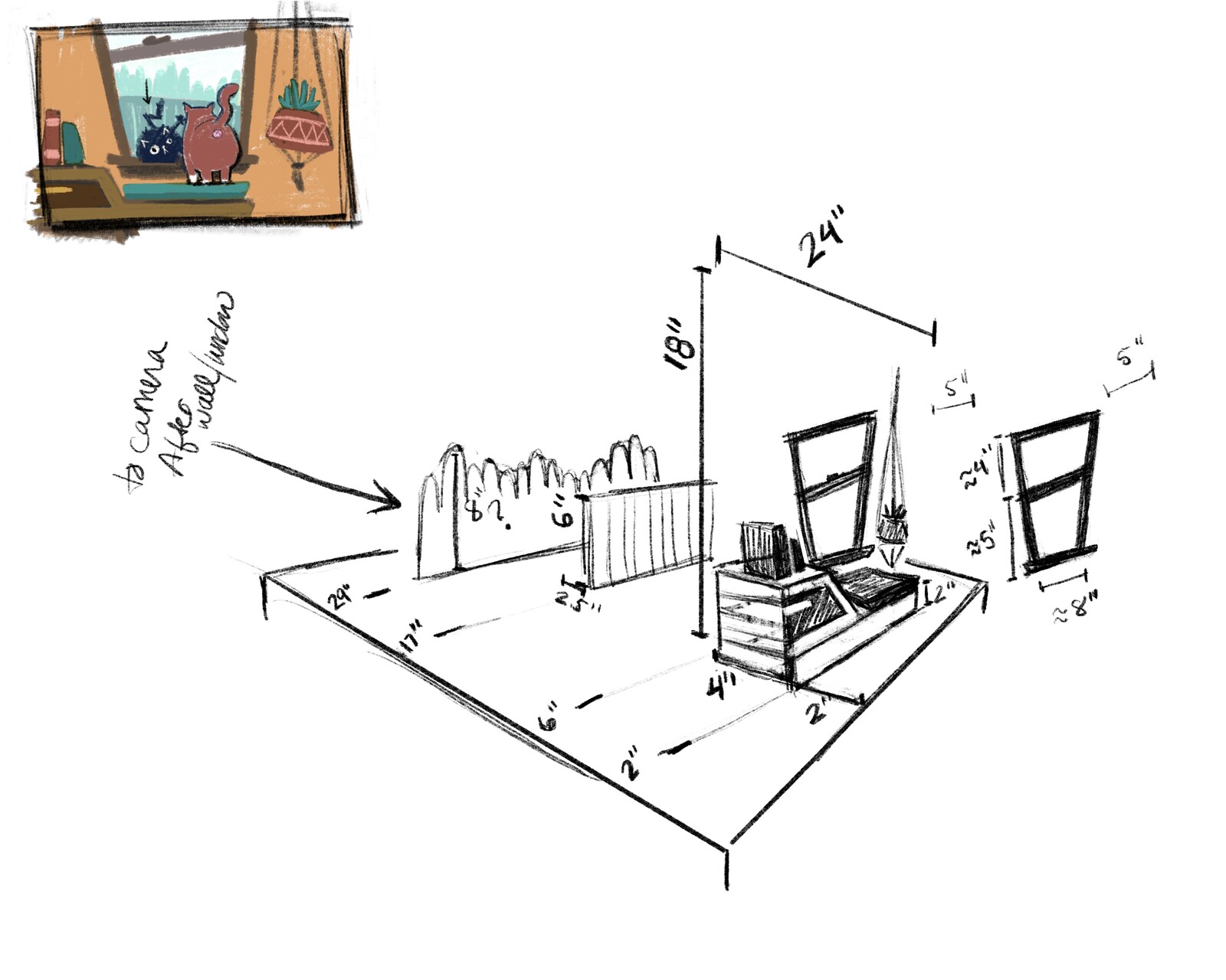 Alexis drew up a plan for our set.