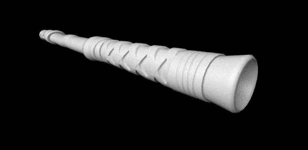 Week one's high-resolution of the handle. There could be some adjustments to the shape of it as I am noticing the wooden parts to be a bit long as I tumble it in SketchFab.