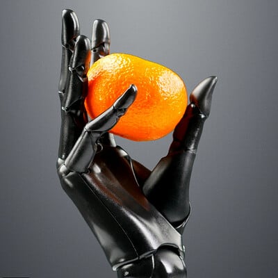 Sviatoslav gerasimchuk robotic hand biot hold a fruit
