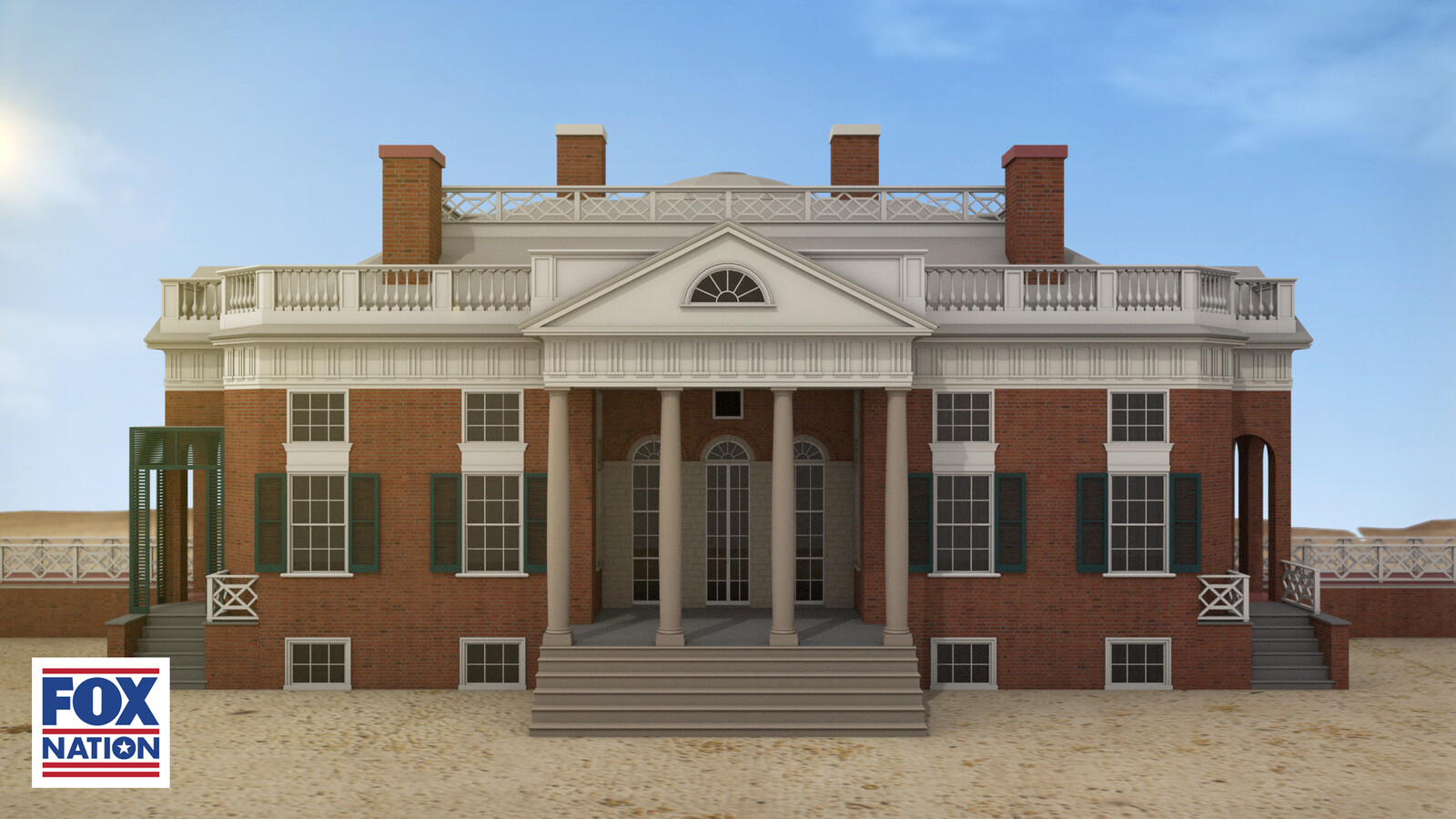 This is a still of the opening frame of the Monticello animation.
©FOX NATION