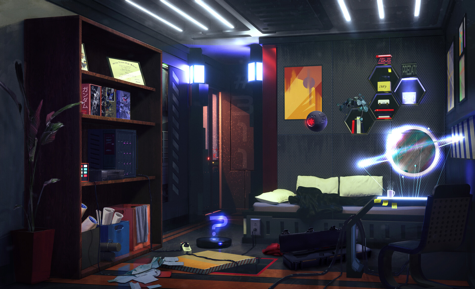 artstation - sci-fi / cyberpunk room design., veniamin ponomarev
