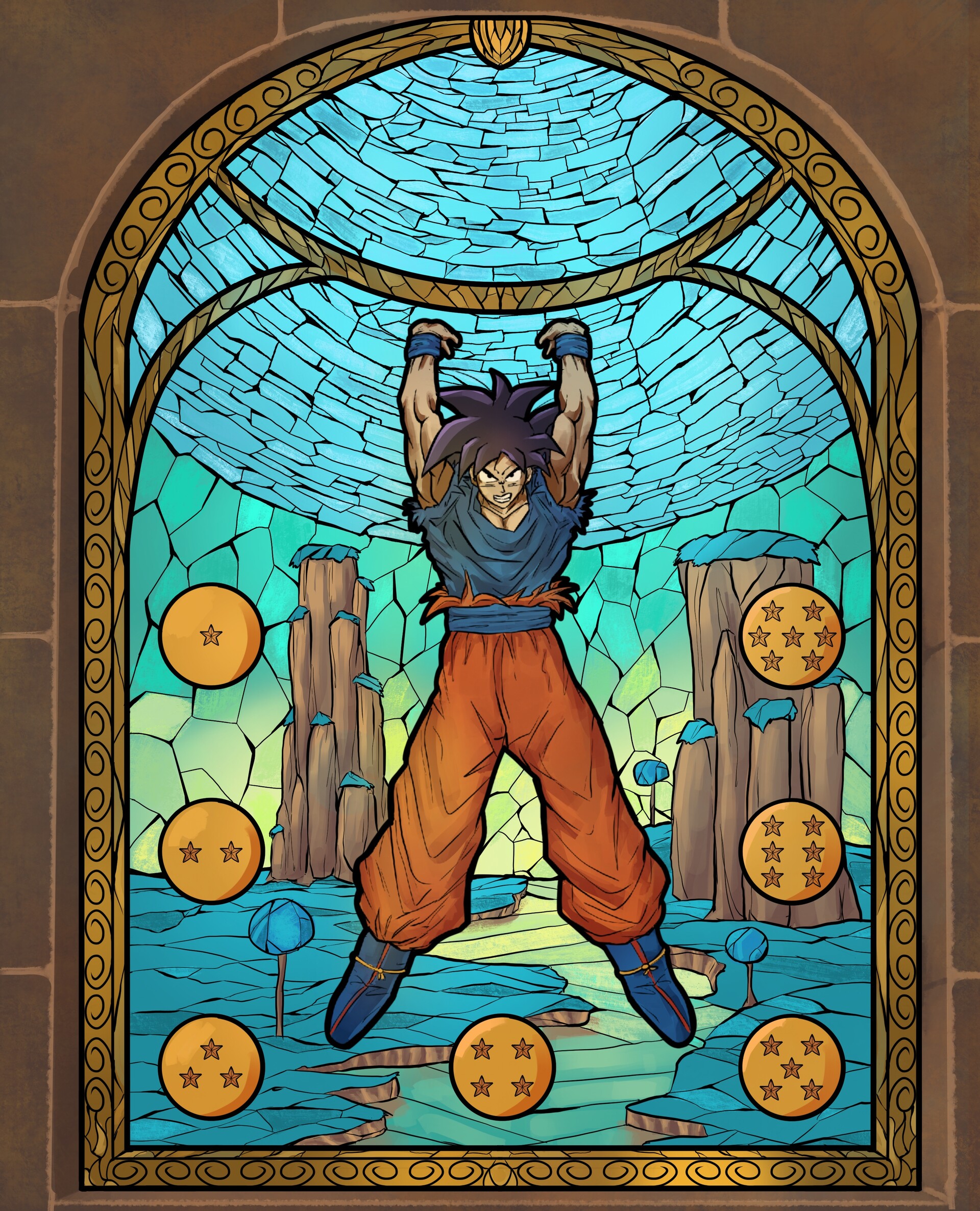 Artstation Genki Dama Stained Glass Rafal Chalupnik