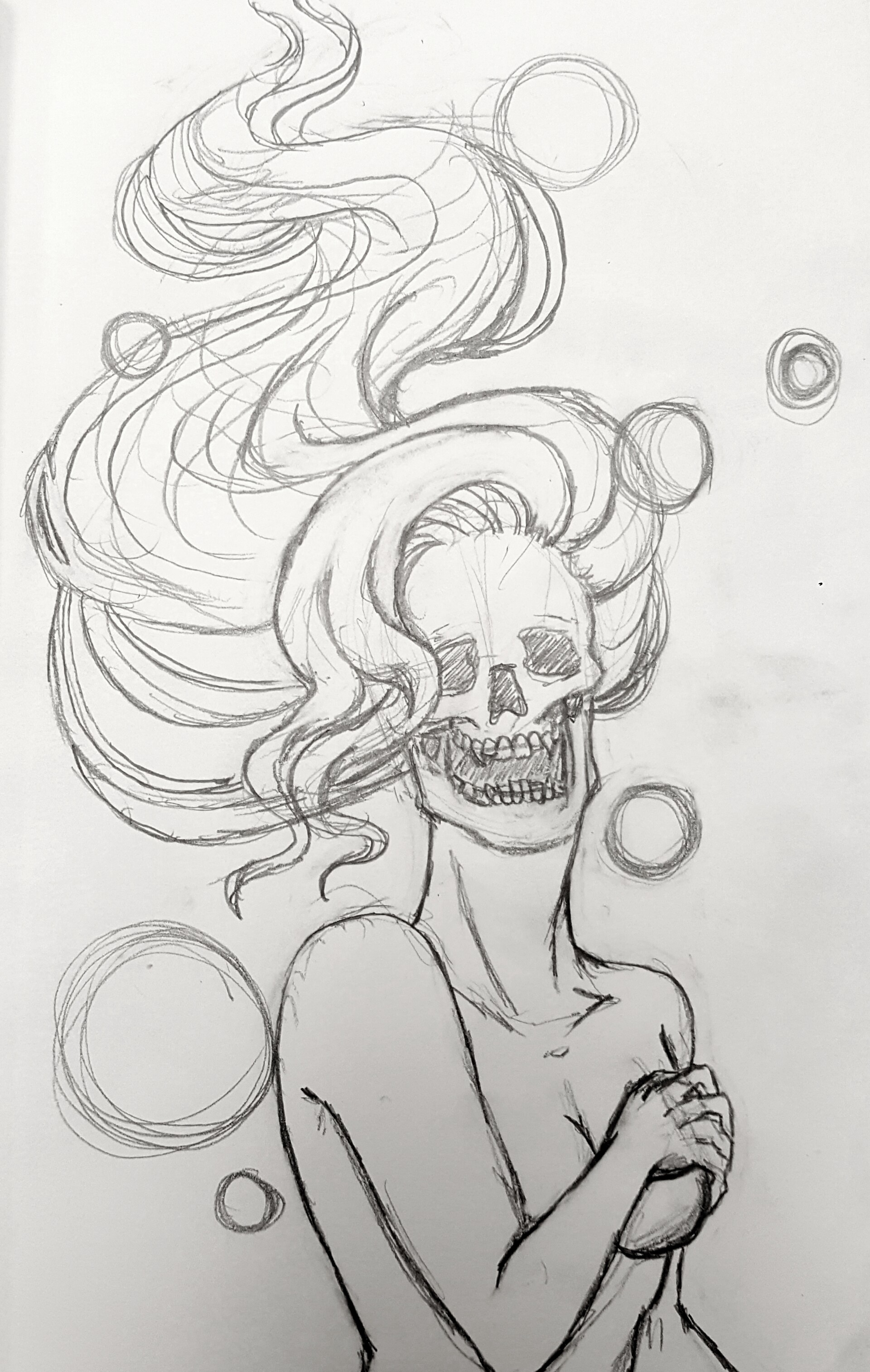 Sarah Lovick - Skull Head Girl Sketch