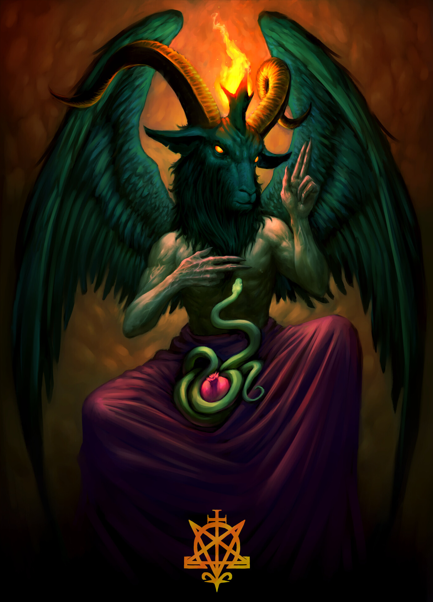 Omega Black Baphomet Painting