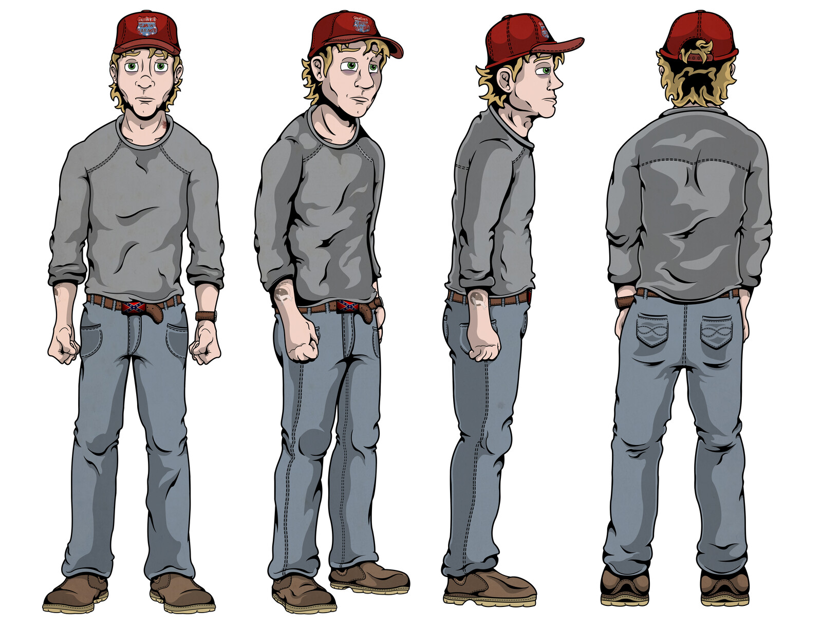 Turntable of Tracey Hudson, to get the feel of how he looks from different angles, his posture, clothing etc. Simple shadows and low detail to keep the turntable  clean. 