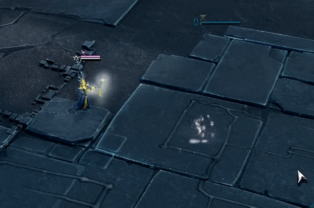 Eldar building construction.   
- All eldar buildings were taken into Max, broken into a handful of pieces and hand animated in our FX tools while throwing displacement particles ontop. 
