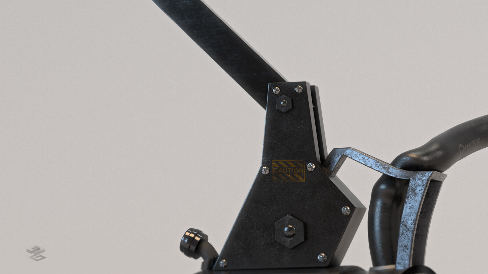 Zoom detail, screws, wire, scratches and damages on iron.