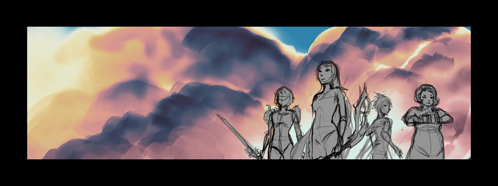 The early sketch for the banner art.