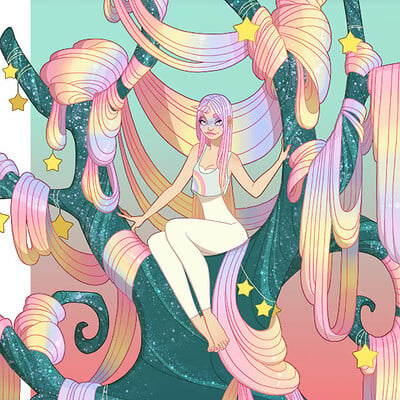 Jessica madorran character design rainbow tree lady 2019 artstation01