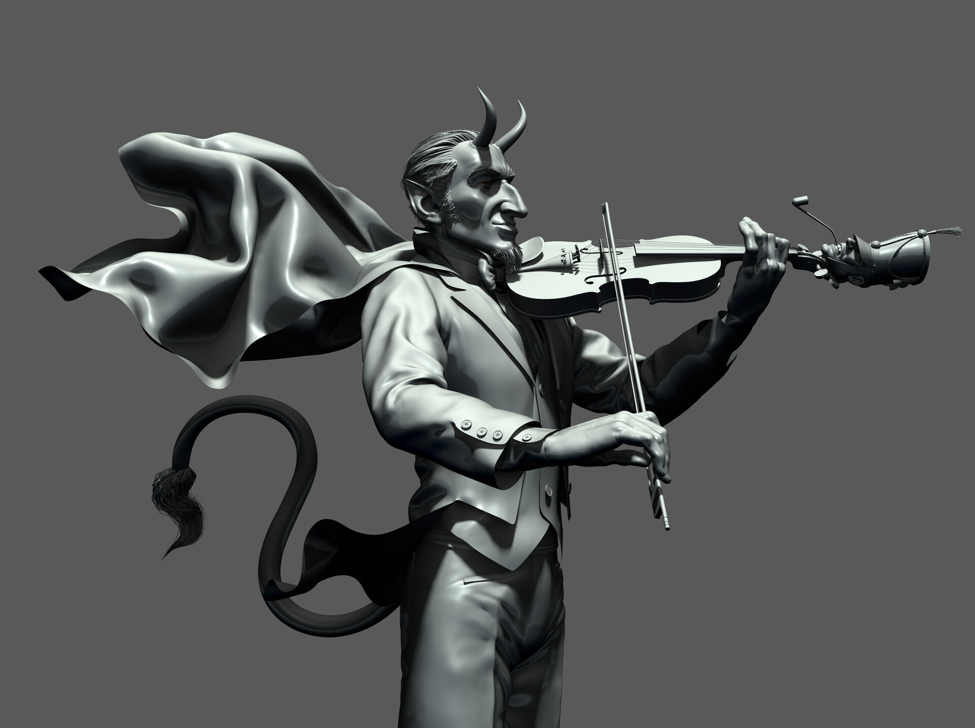 ArtStation - Devil plays on a Soldier-headed violin, István Ábrahám