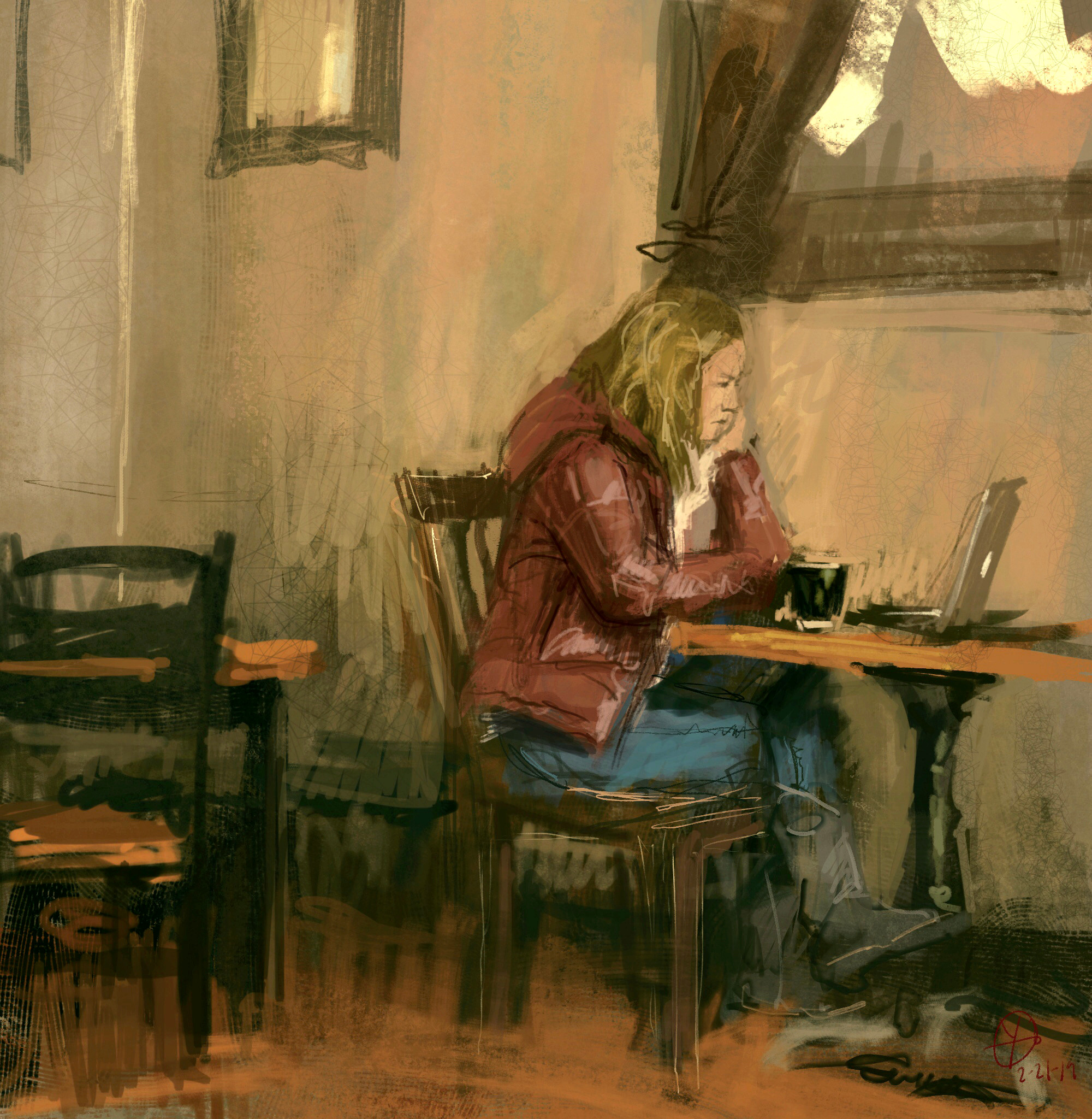 Artstation Coffee Shop Painting Donald Yatomi