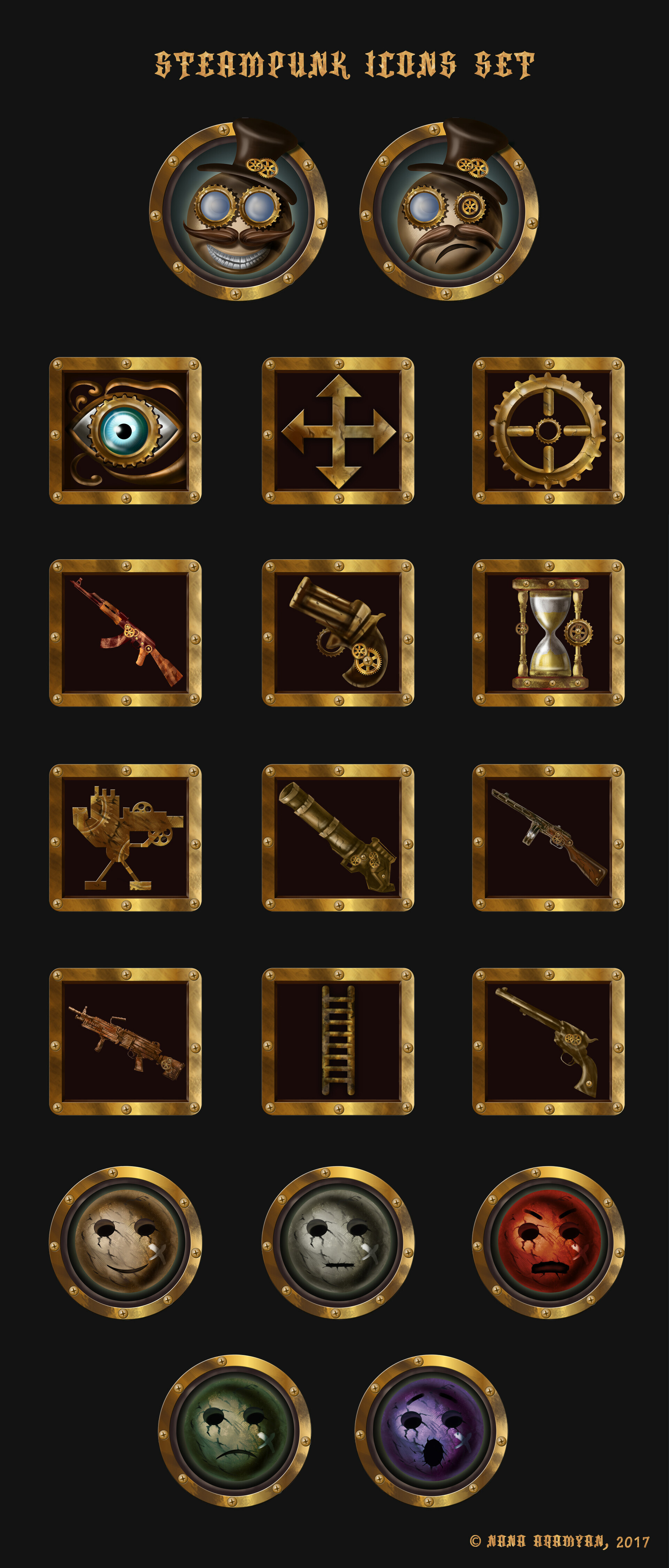 ArtStation - Icons for Horror Steampunk Game