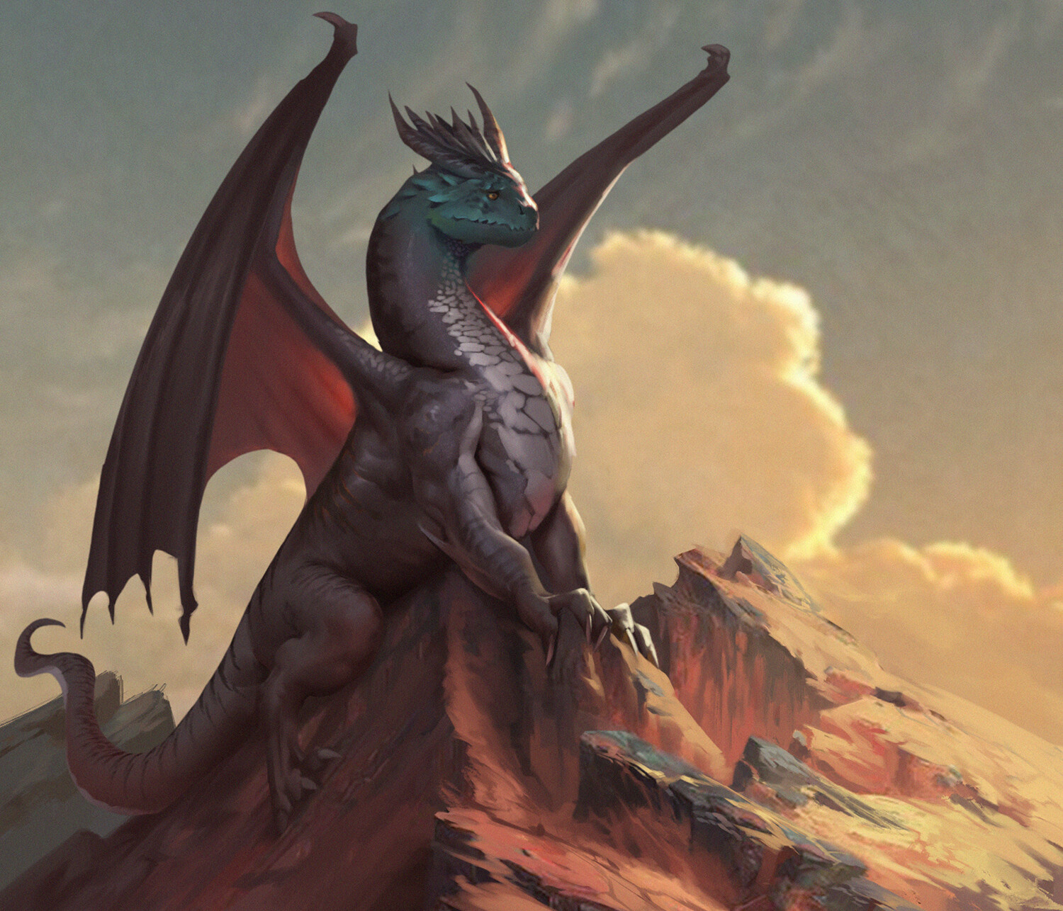 artstation mountain dragon burak haliloglu