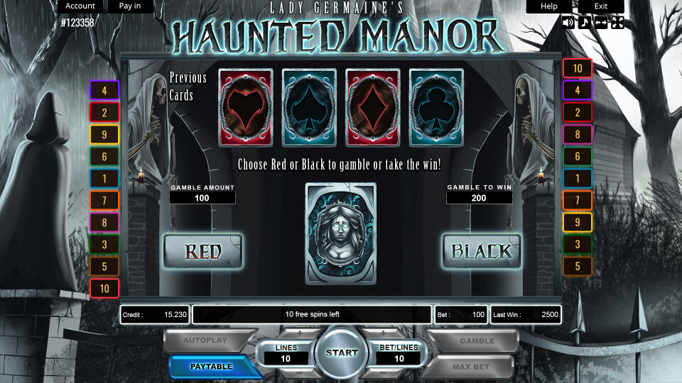 Lady Germaine's Haunted Manor - Gamble Screen