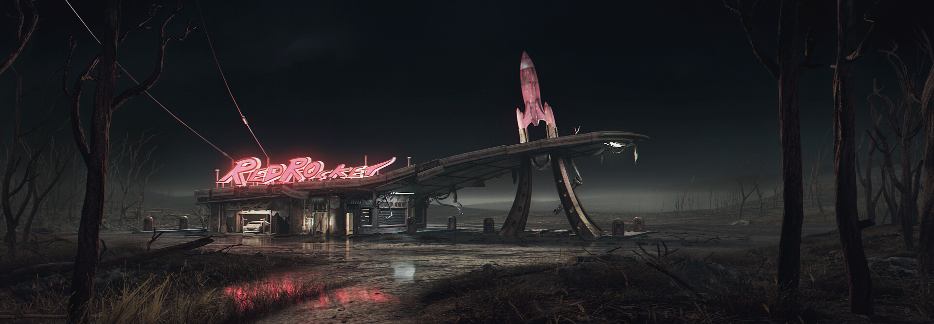 Fallout 4 red rocket gas station in the middle of the glowing sea фото 109