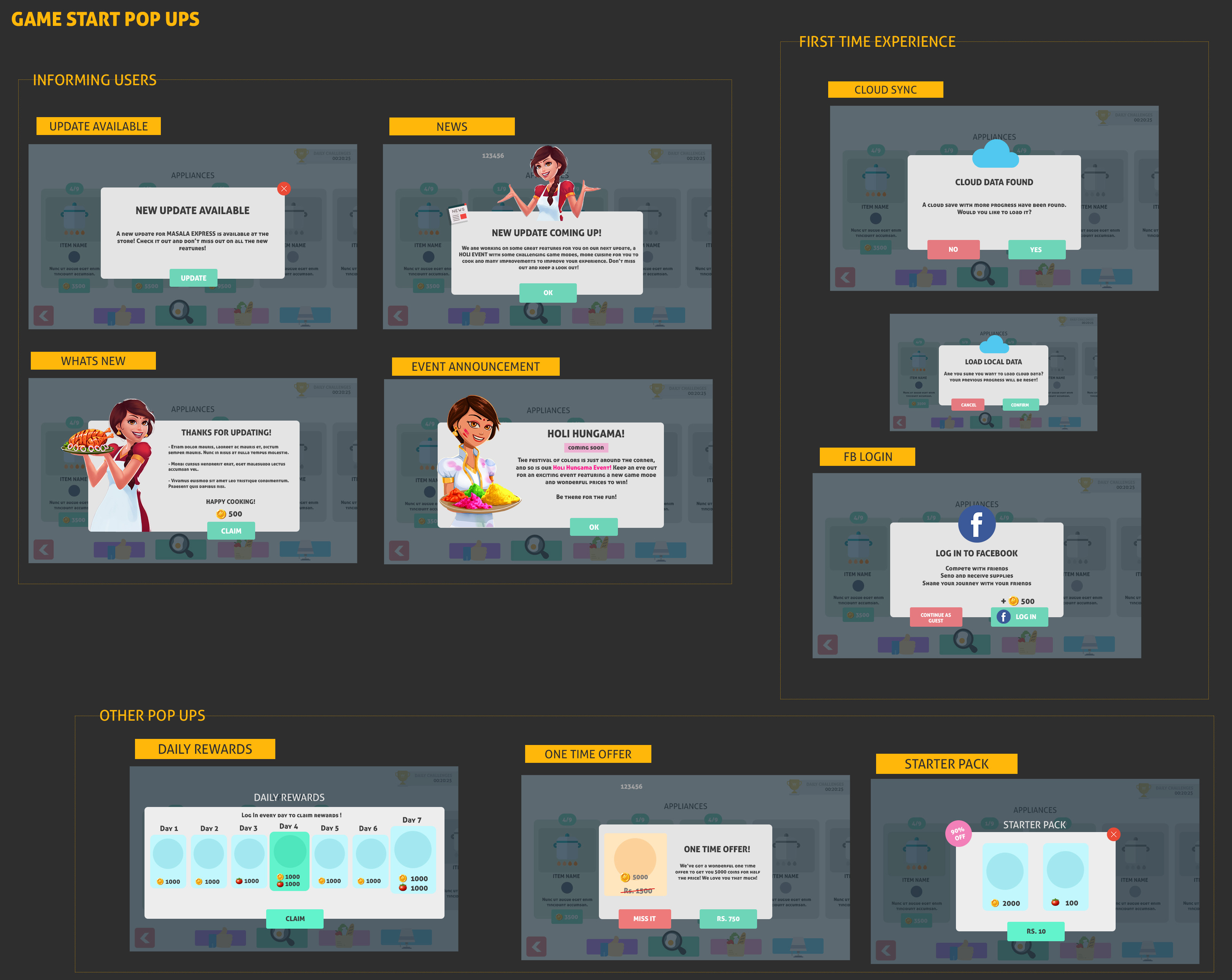 Wireframe/flow for a new announcement and reward system