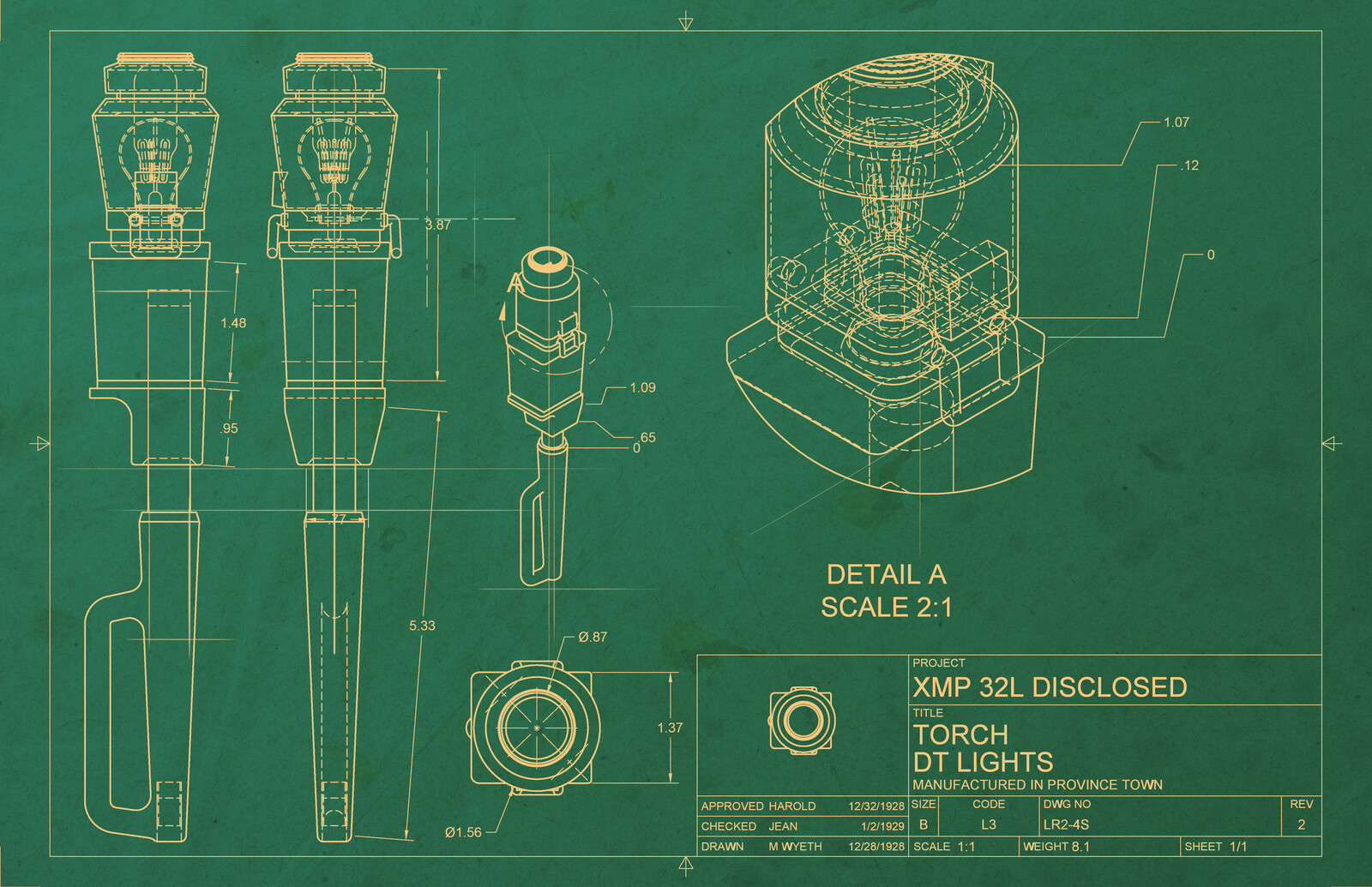 Design sheet for the torch