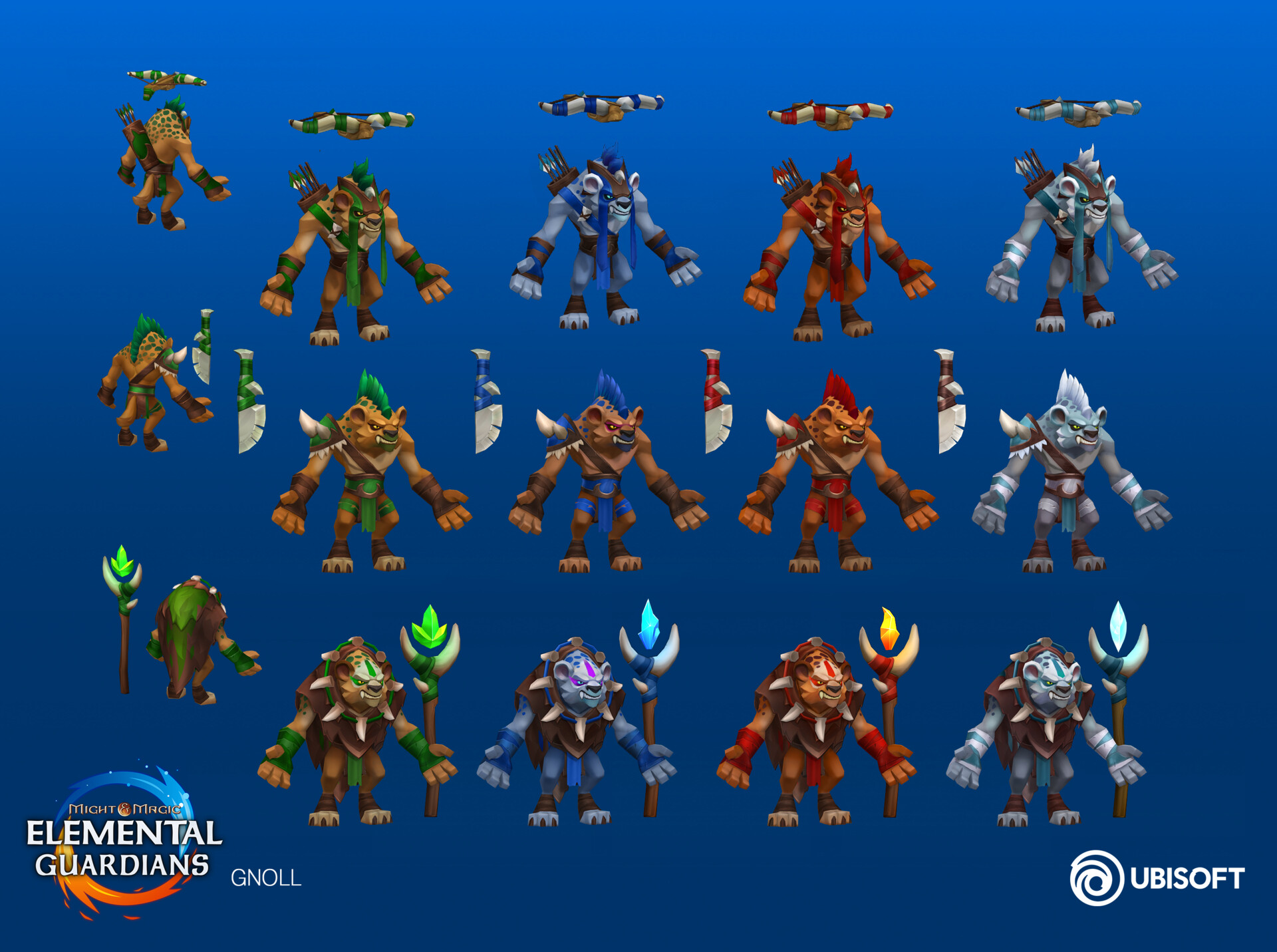 Characters for "Might & Magic: Elemental Guardians.