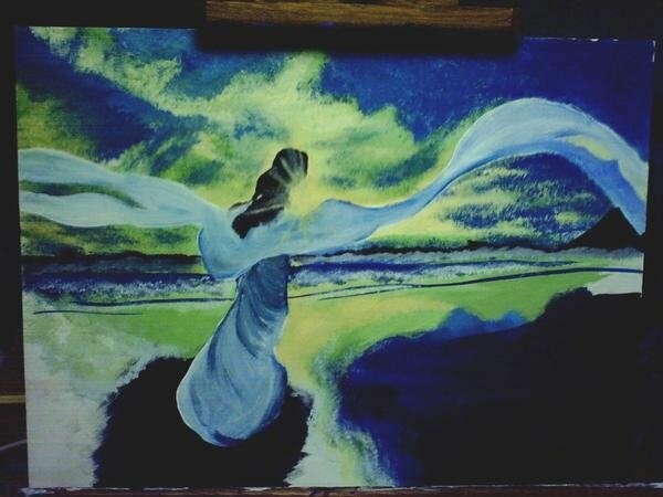 Surreal Woman in Tide Painting - Acrylics - SOLD (but can reproduce)