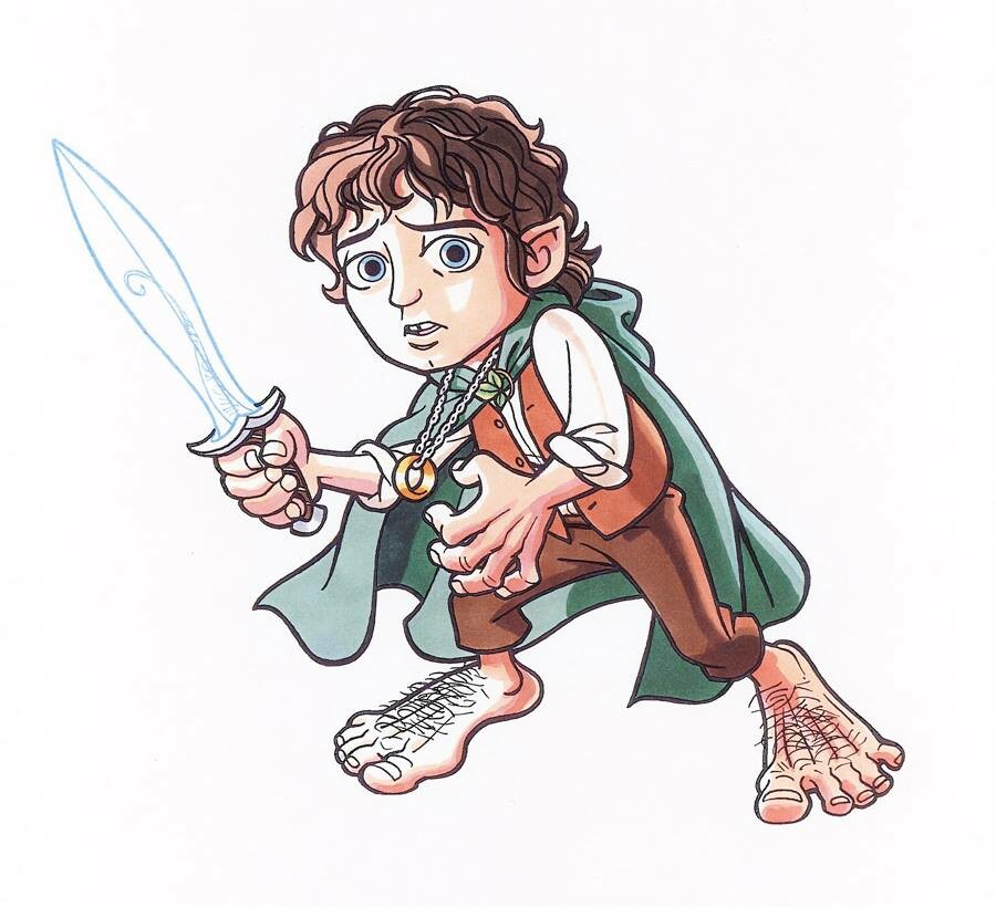 Cartoon Frodo Baggins.