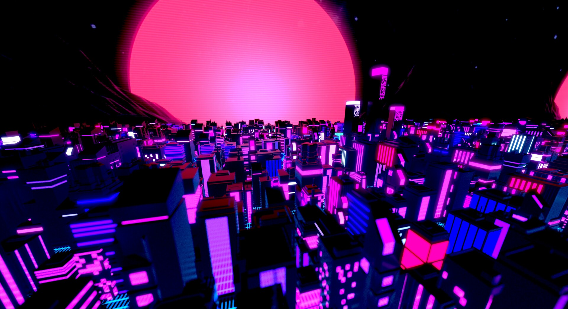Artstation Retrowave City Ilya Ermolaev