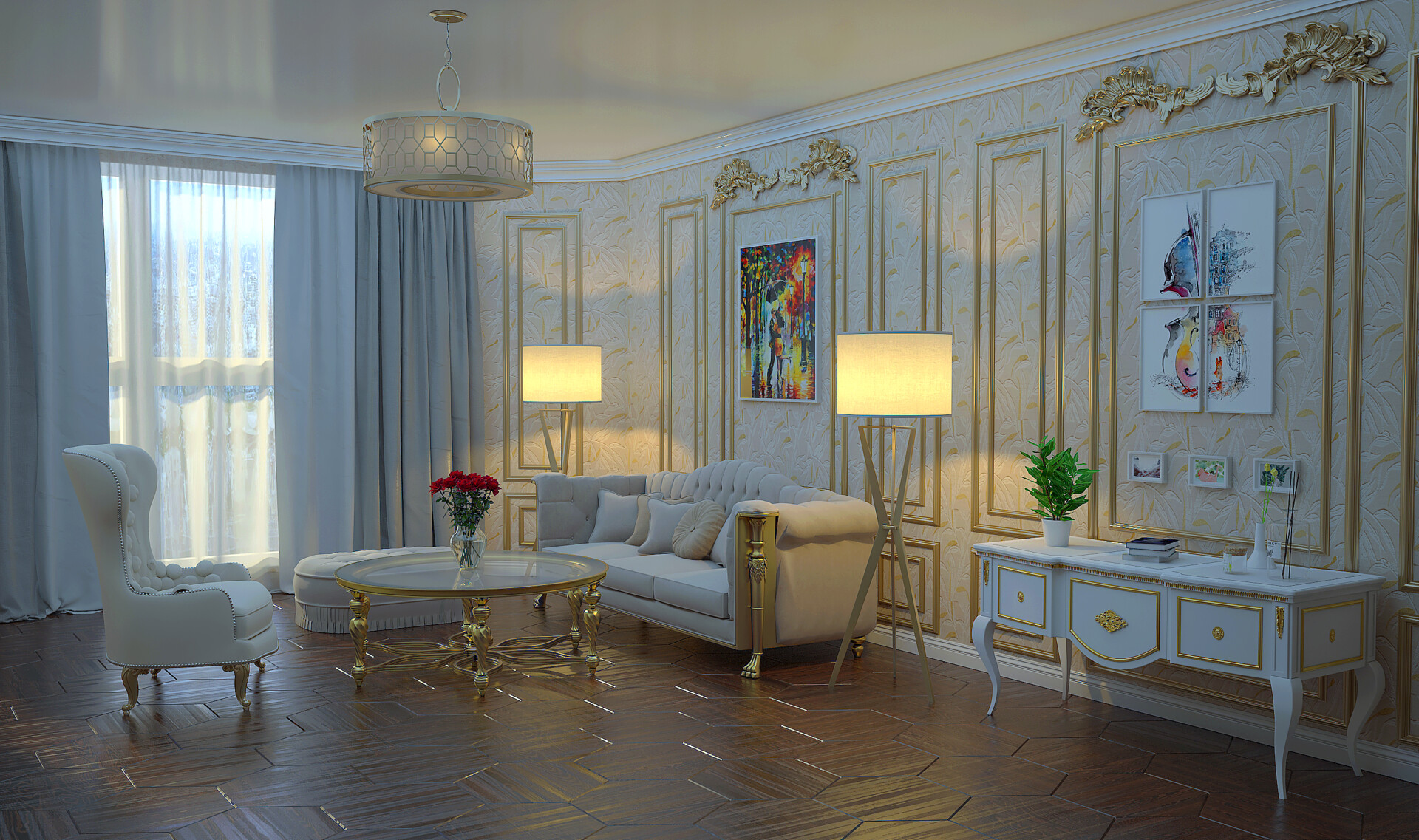Artstation 3d Render Victorian Living Room David Lazishvili